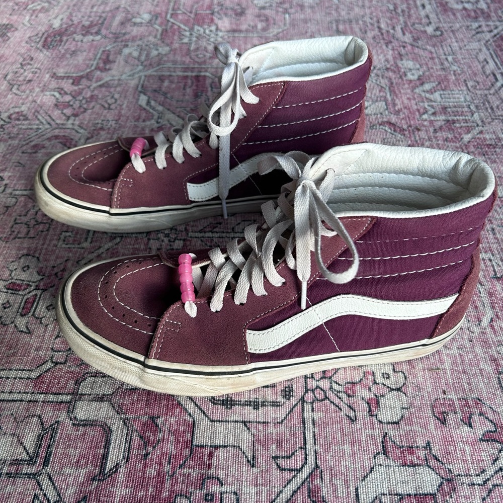Vans Sk8-Hi Women's Plum Suede & Canvas High-Top Sneakers with White Stripe